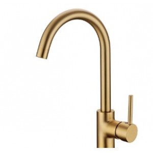 Lucid Brushed Gold Round Sink Mixer